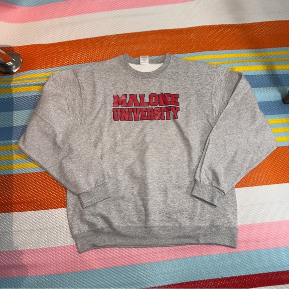 Jerzees Gray Malone University Crewneck Sweater Sweatshirt Men’s Size Large - Picture 1 of 3